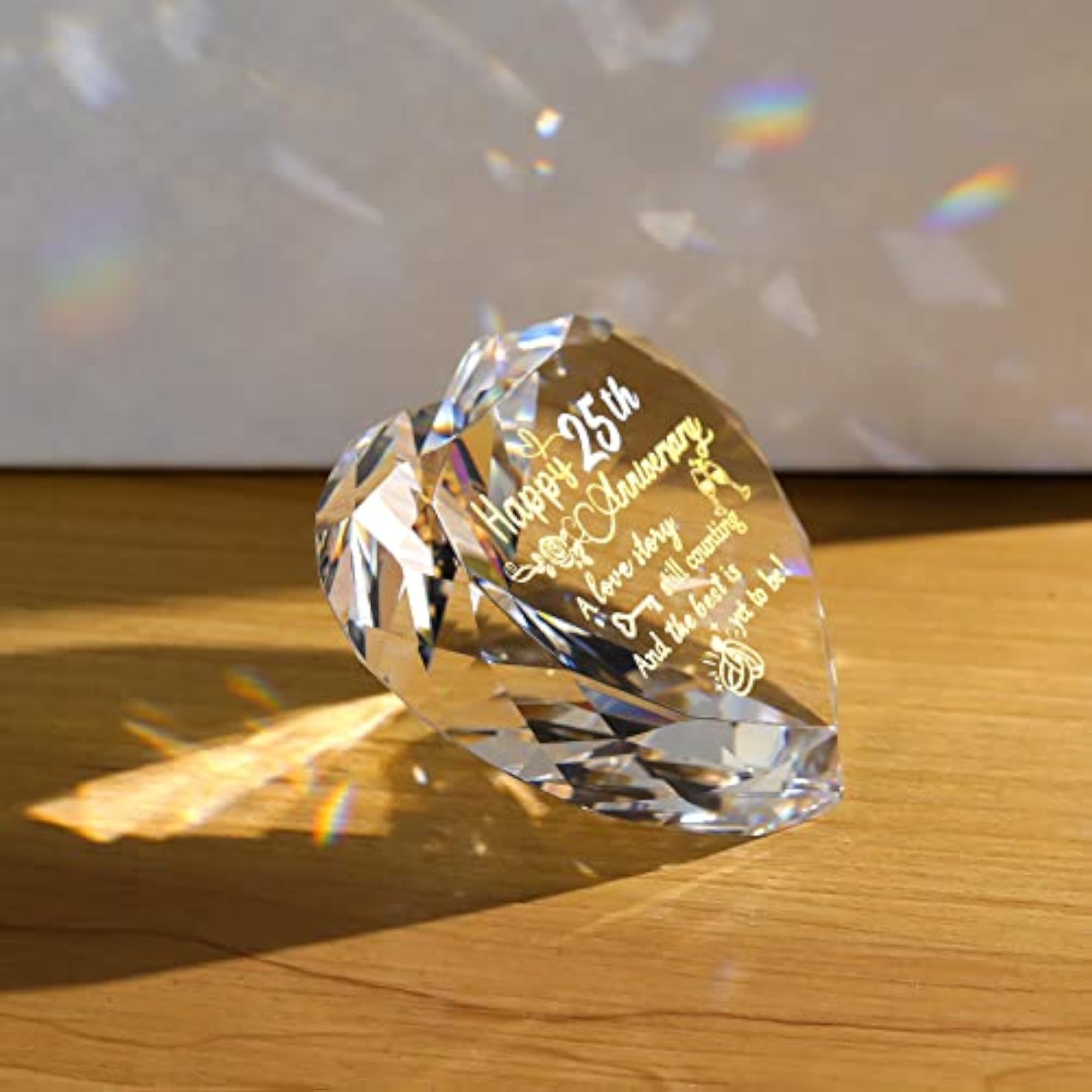 25th Silver Wedding Anniversary Heart Crystal Keepsake